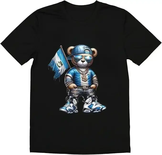 Guatemalan Teddy Bear Graphic T-Shirt for Men, 100% Cotton Relaxed Fit Shortsleeve Top, Breathable Fabric for Casual Street Style