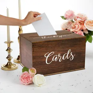 Wooden Wedding Invitation Card Drop Box Rustic Wedding Table Decor Weeding Decoration for Wedding Party Supplies Accessories