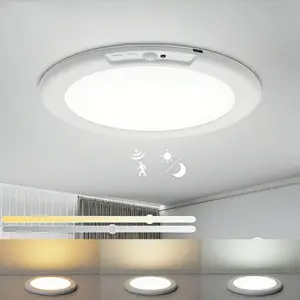 1pc/2pc/4pcs Charging Ceiling Light, Wireless Installation, Motion Sensor, Remote Control, 3-Color Dimming, 8000mah Battery, for Bedroom, Hallway, Staircase, Bathroom