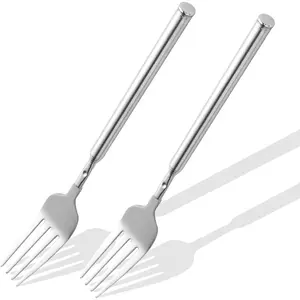 ?2 PCS?Extendable Fork for Jokes, Expandable Forks, Extended/Extending/Extend Extension from 8.7" to 25.4" Long, Stainless Steel Telescopic/Telescoping/Retractable Fork.