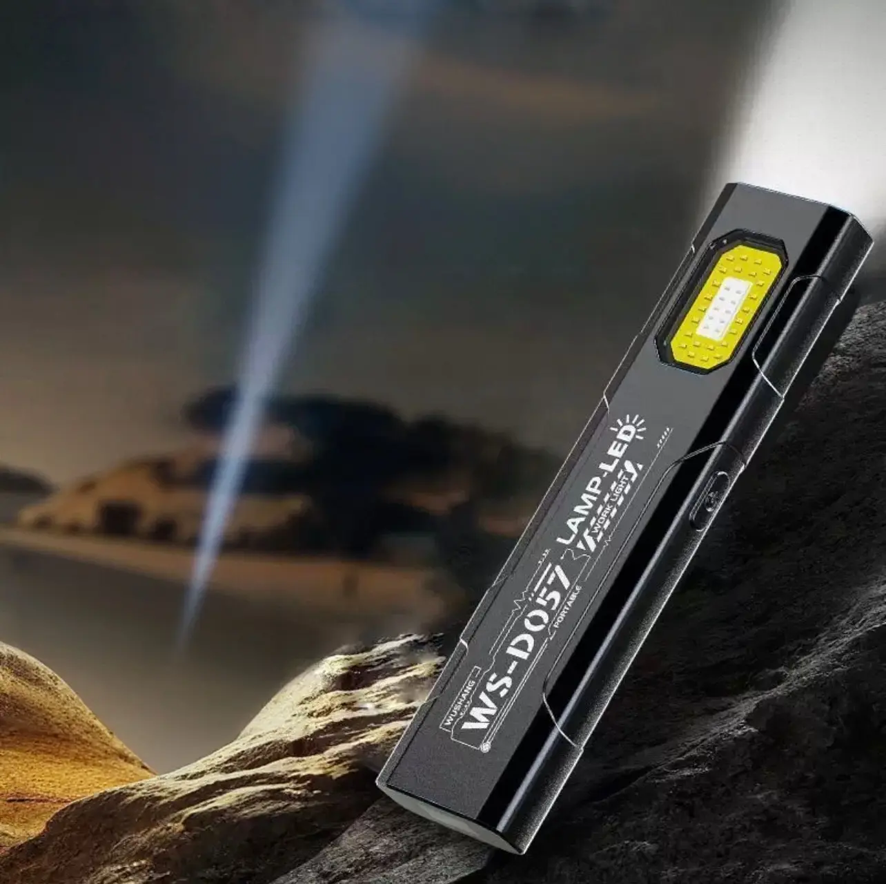 Slim Flat Rechargeable LED Flashlight – Pocket EDC Light with Clip & Magnetic Base, USB-C Charging for Emergency Car Repair