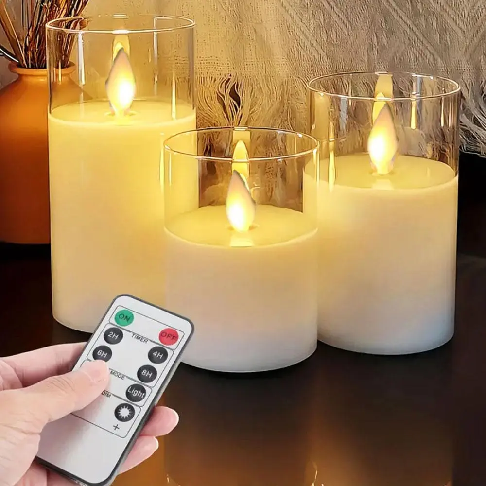 Remote Control Ambient Dimmable LED Candle Light, 1 Set Battery Powered Flameless LED Candles, Decorative Candle Light, Led Decoration Lamp for Home Party Wedding(without Battery), Halloween, Ambient Decor Lighting, Decorative Lights