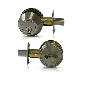 ECS HARDWARE Single Cylinder Deadbolt Door Security Lock, Satin Chrome Finish, ANSI Grade 3, SC1-KW1 Cylinder, Solid Brass Construction, 2 Included Keys