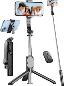 Selfie Stick, 41'' Extendable Phone Tripod Stand with Phone Holder & Detachable Remote, 360° Rotation Selfie Stick Tripod for Cell Phone Compatible with iPhone, Android, Samsung