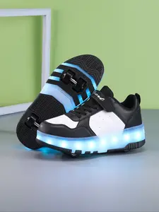 Kids Fashion Walking Shoes, Upgraded Stability, Detachable Two-Use Sports Shoes, LED Light-Up Outdoor Skating Shoes, USB Charging