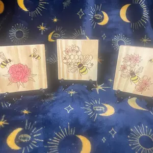 Bumblebee coasters Pyrography