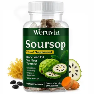 Immune Boost & Detox Formula – Seaweed, Black Seed Oil 4000 mg, Soursop 4000 mg, Ashwagandha 2000 mg, Turmeric, Burdock, Dandelion & Ginger – Herbal Supplement with Vitamins C & D3 – 60 Capsules