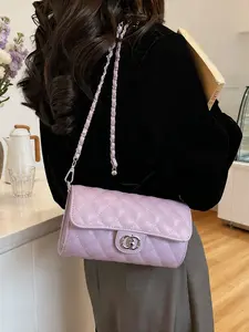 Elegant Chain Bag, Lightweight Quilted Texture, Versatile Long Crossbody Phone Pouch, Perfect for Daily Use & Office