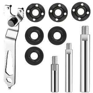 5/8"-11 Angle Grinder Extension Shaft Connecting Rod 3PCS with 1PC Universal Adjustable Spanner and 3 Sets Flange Nut, Compatible with Makita, Dewalt, Bosch, Hitachi, Milwaukee, Metabo and other brands