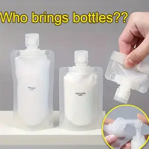 5PCS 1.01/1.69/3.38oz Portable Compact Lotion Fluid Makeup Packaging Bag Cosmetic Shampoo Suction Bag Reusable Squeeze Stand Up Spout Pouch Refillable Empty Squeeze Pouch Travel Bottle