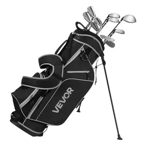 VEVOR Golf Club Set, 12 Pieces Men's Complete Golf Club Set Right Handed with 460CC #1 Driver, #3 5 Fairway Wood, #4 Hybrid, #5/#6/#7/#8/#9/#PW/#SW Irons, L-Shaped Putter, Golf Stand Bag, Black