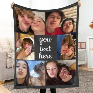 Custom Blanket with Picture Personalized Photo Throw Blanket Customized Text Fleece Blanket for Girlfriend Boyfriend Wife Husband Couple Gifts