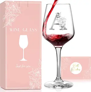 Monogrammed Wine Glass Gifts for Women, Personalized A-Z Wine Glass, Custom Gifts for Women, Unique Birthday Valentines Day Mothers Day Gift for Her, Mom, Wife, Friends