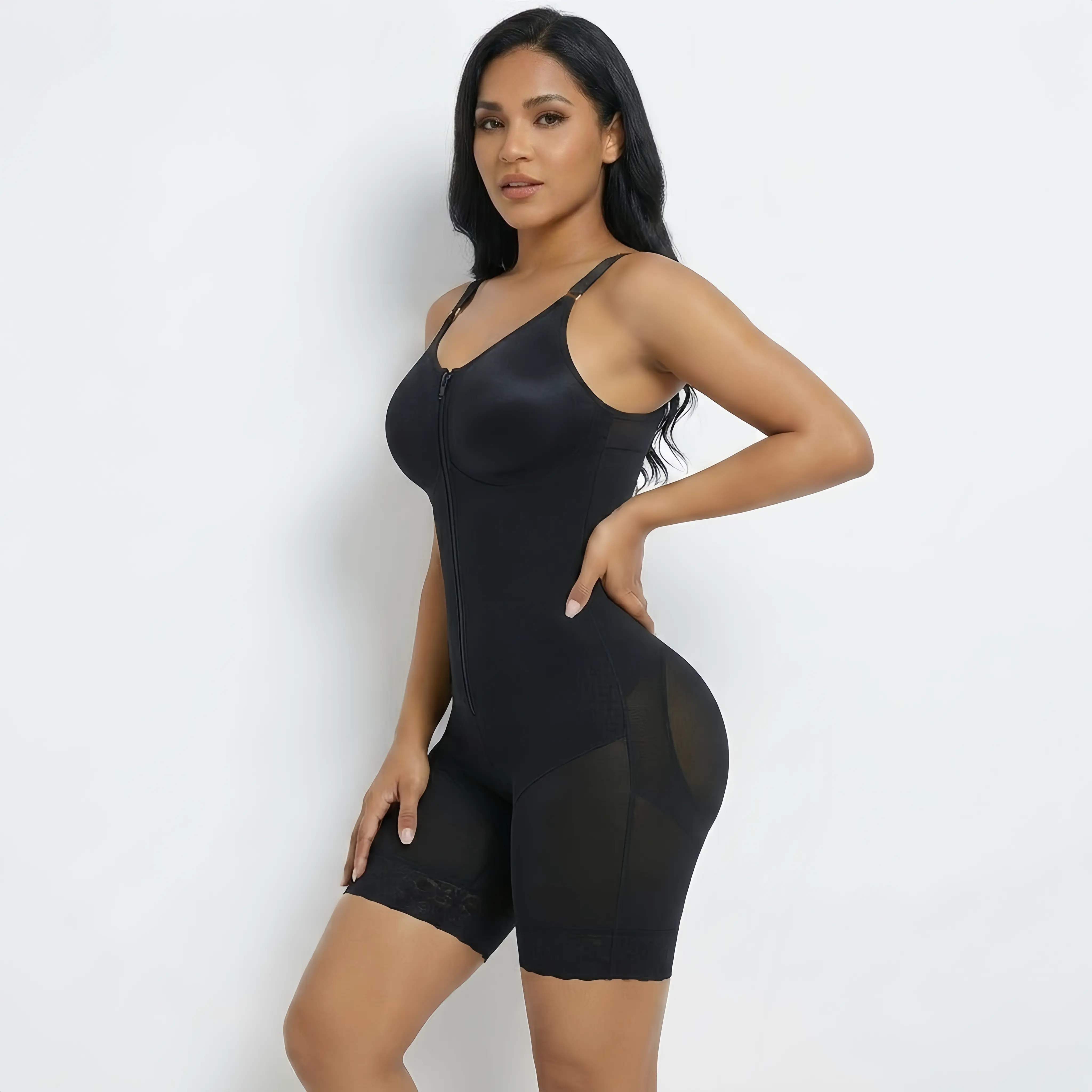 Women's Colombian Body Hugging Fajas Shapewear - Tummy Control, Butt Lifter, Zipper Crotch, Detachable Shoulder Straps, Adjustable Style, High-Quality Fabric, Comfortable Fit by SpringStatements