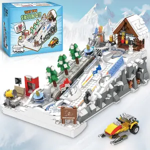 Winter Ski Resort Building Block Set with Ski Shop and Snowmobile, 2200pcs City Ski and Climbing Center for Kids Fun Play Blocks Set