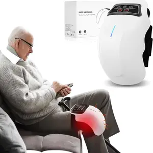 Cordless Knee Massager with Heat and Vibration Portable Wireless Device for Pain Relief Circulation Boost Joint Comfort Hands-Free Operation Infrared LED Screen