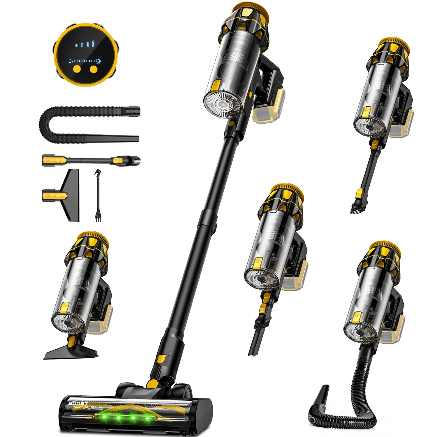 【No Batteries】Cordless Vacuum Cleaner for DeWalt 20V Battery, Vacuum Cleaners for Home, Self-Standing Stick Vac w/LED Display, Anti-Tangle Lightweight Vacuum for Carpet, Floor, Car