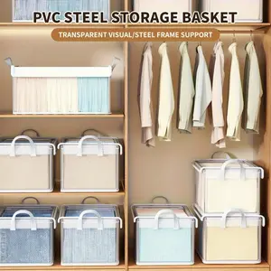 5/9 piece clothes storage box with lid, stair storage basket, foldable dust-proof organizer for clothes, suitable for home and dormitory, cube storage basket, Collapsible storage bins, Stackable Home Organizer