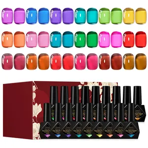Glass Jelly Gel Nail Polish Set, 18pcs/set Gel Manicure UV Gel for Cool Summer Nails, Semi Permanent Soak Off Varnish for Home and Salon Nail Art DIY