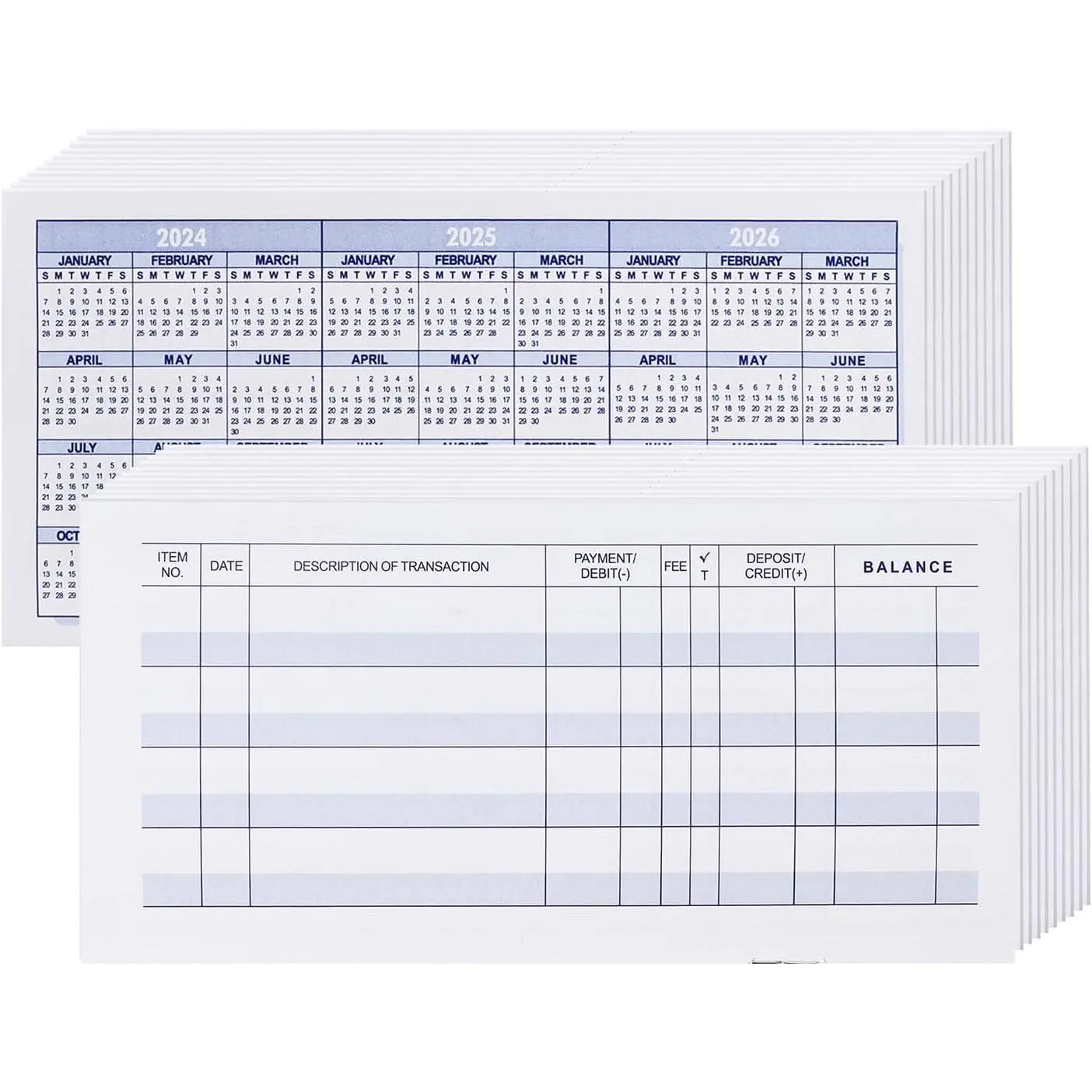 32 Pack Larger Lines Check Register, Checkbook Registers for Personal Checkbooks, Blank Ledger Transaction Registers for Personal or Business, Check Register Book Easy to Read, 24/25/26 Calendars