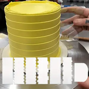 Cake Scraper 7PCS Clear Acrylic Icing Smoother Decorating Comb Scrapers Set Pastry Cutter for Mousse Butter Cream Decoration Patterns Different Stripes for Cakes Edges Kitchen Baking Tool Bakeware Thick gadgets