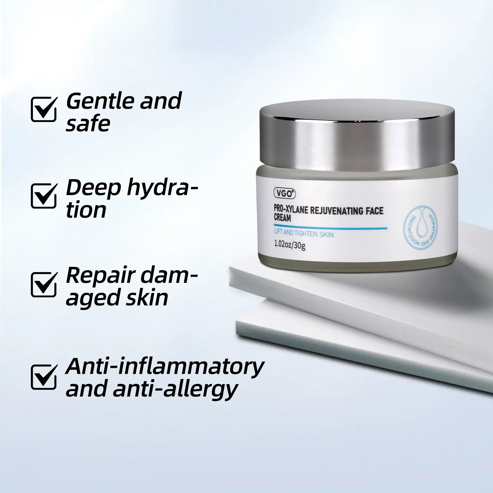 VGO-Pro Xylane Rejuvenating Face & Eye Cream - Hydrating SPF Moisturizer with Peptides, Under Eye Repair & Intensive Care, All Skin Types Skincare to Boost Radiance & Comfort, Under Eye Cream, Eye Repair Cream