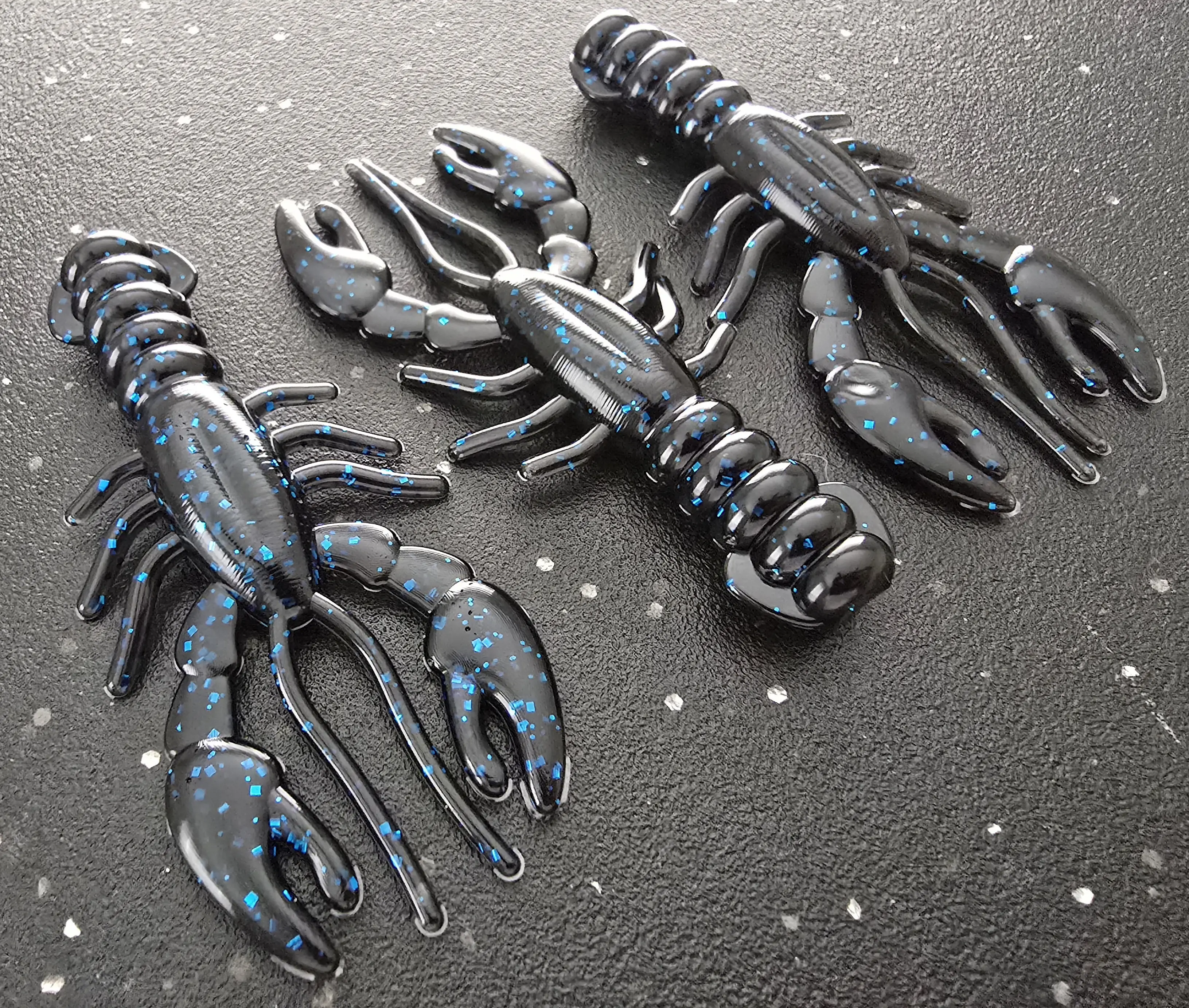 Sapper Baits 3.4" Breacher Craw - Midnight Ops- Black with Blue Flake