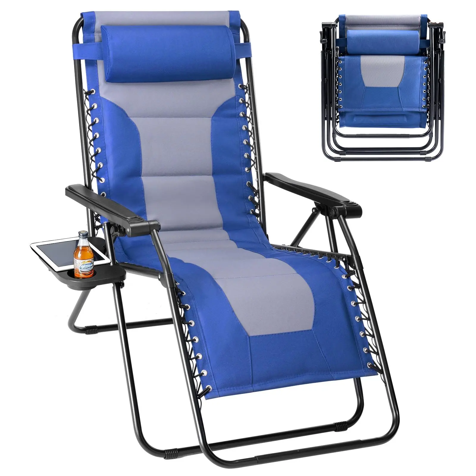 Zero Gravity Chair 400 lbs Capacity, Oversized Folding Recliner for Tall People Up to 6'2", Portable Patio Chair with Adjustable Pillow for Backyard Camping