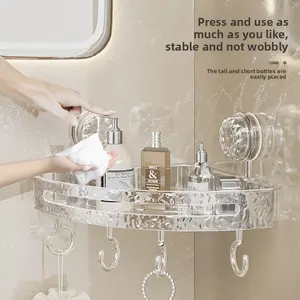 Waterproof corner storage rack for bathroom, non-drilling suction cup, wall-mounted triangular storage rack for bathroom, toilet and washroom, Bathroom Organizing Accessories