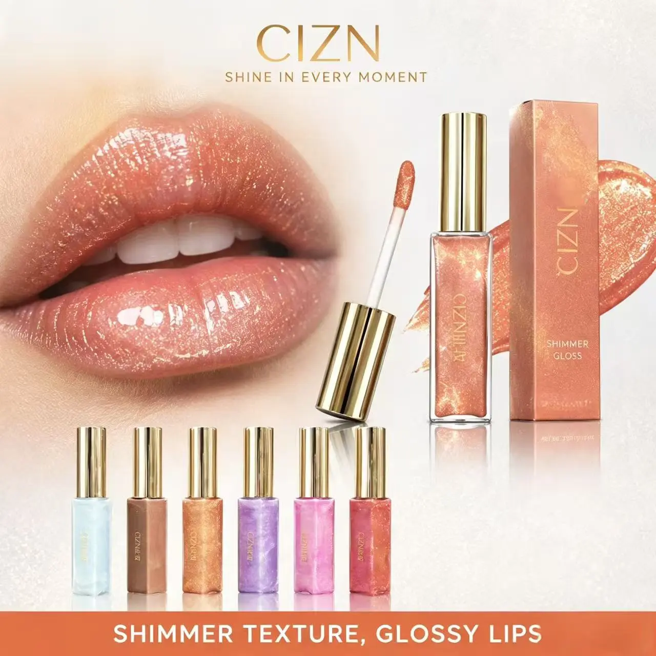6Pcs Fine Glitter Cosmetic Lip Gloss Set - Mirror Shine Plumping Glow Oil, Moisturizer Lip Care Formula, Hydrating, Non-Sticky, Long-Lasting, Buildable Glossy Tints, Ideal for Daily & Party Looks, All Skin Tones Friendly, Hydrate