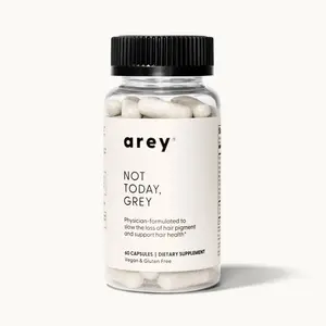 Arey Not Today Grey Daily Supplement with Vitamins Minerals & Antioxidants for Thicker Fuller Healthier Hair and Less Grey 60 Capsules Vegan Gluten Free