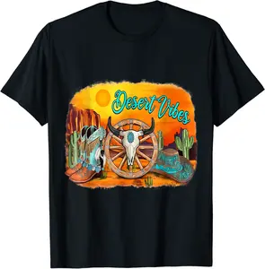 Western Sunset Desert Vibes Cowboy Boots Cowboy Hat Cowgirl T-Shirt - Nafeesaami Shop 26B09WRRLT5B