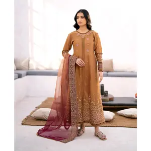 Brown Lawn Anarkali Suit