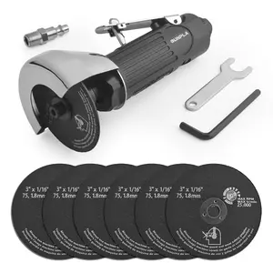 Air Cut Off Tool Kit – Pneumatic Cutter with 6pcs 3" Die Grinder Wheels, 20,000 RPM High-Speed Metal Cutting with Safety Guard