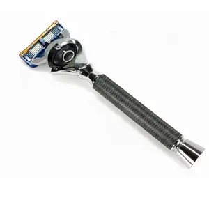 G.B.S Professional Shaving Razor 6in Long Handle Black / Chrome Finish Compatible with Fusion 5 Blades  Flex Ball Pivot Blades Durable Smooth