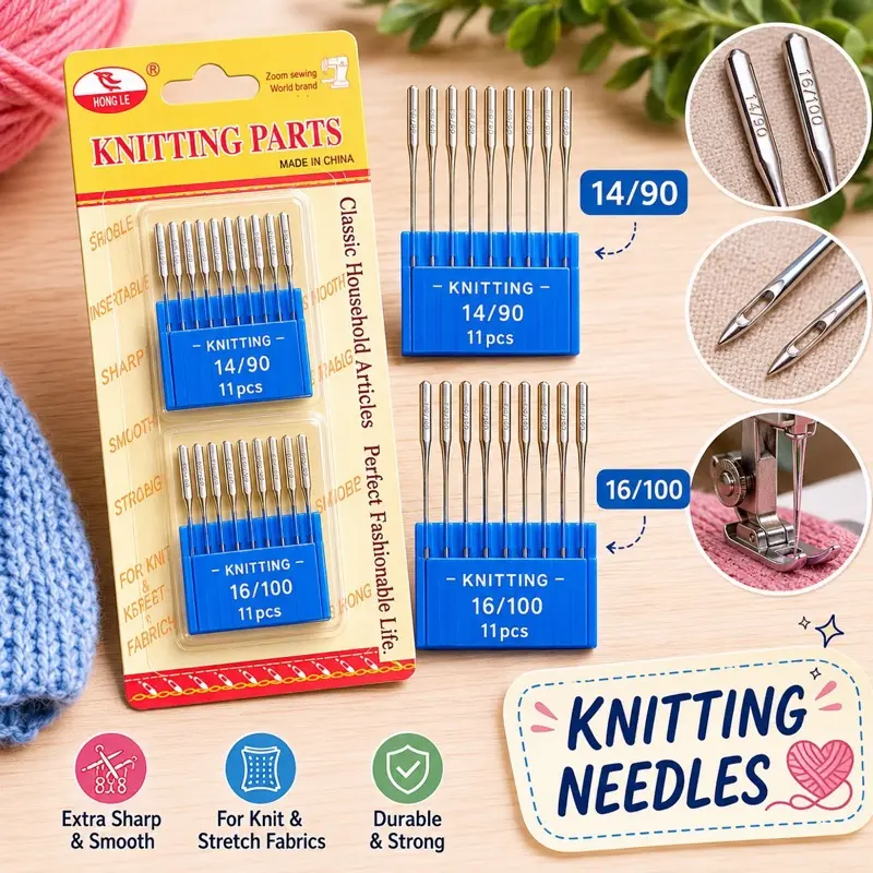 20PCS Sewing Machine Needles Set – Sizes 14/90 & 16/100