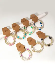 Faux Pearl & Beaded Decorated Bracelet, Fashion Jewelry for Party, Daily Clothing Decor, Trendy All-match & Exquisite Jewelry for Birthday Gift, Layered Stackable Bracelet Set