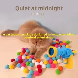 Chewy Crew Late-Night Playtime! Quiet Cat Toy Gun Launches Soft Balls, Fun Interactive Game Without the Noise, Perfect for Apartments