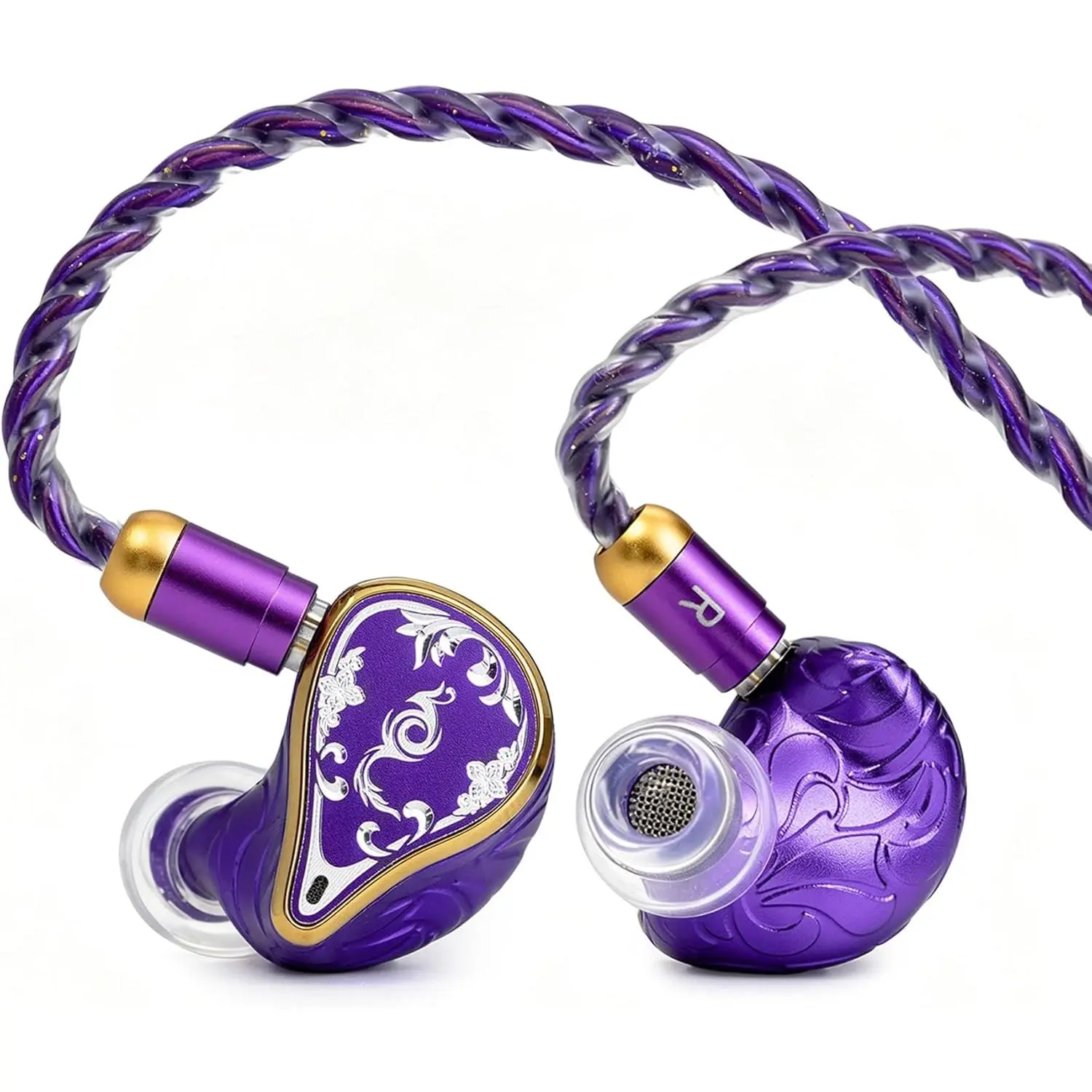 EPZ 550 Metal In-Ear Monitors, 5BA Drivers Noise-Isolating IEM Earbuds with 6Pairs S/M/L Eartips, 4.4mm Plug, 6N OCC Silver-Plated Copper Cable, High-Fidelity Sound for Musicians Audiophiles