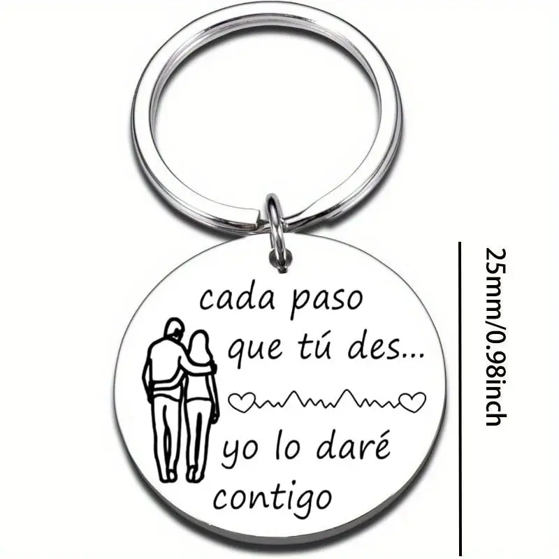 2-Piece Keychain Set, Stainless Steel Romantic Heart Design with Spanish Quote - Intimate Couple Gifts for Women, Anniversary Present, Intimate Gifts For Women, Couple Gifts For Adults Leashes Collars