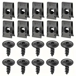 40 Pairs/set Screws Plus Metal U-Bolt Clips for Car Body Bumper Baffle Fasteners Threaded Clips Engine Hood Chassis Hood Guard Bolts Interior Panel Buckle Hardware, Car Interior Safety Accessories