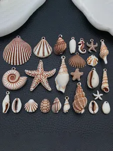 25pcs Mixed Ocean Theme Charms, Resin Seashell Starfish Seahorse Pendants, Vintage Beach Charms for Jewelry Making, DIY Crafts Supplies