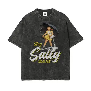 Subtle Anti Ice Stay Salty Protest Oversize Unisex Washed T-Shirt for Women and Men's Unisex Fit Batik Cotton Oversize Streetwear Menswear  Super Soft Pre-Shrunk