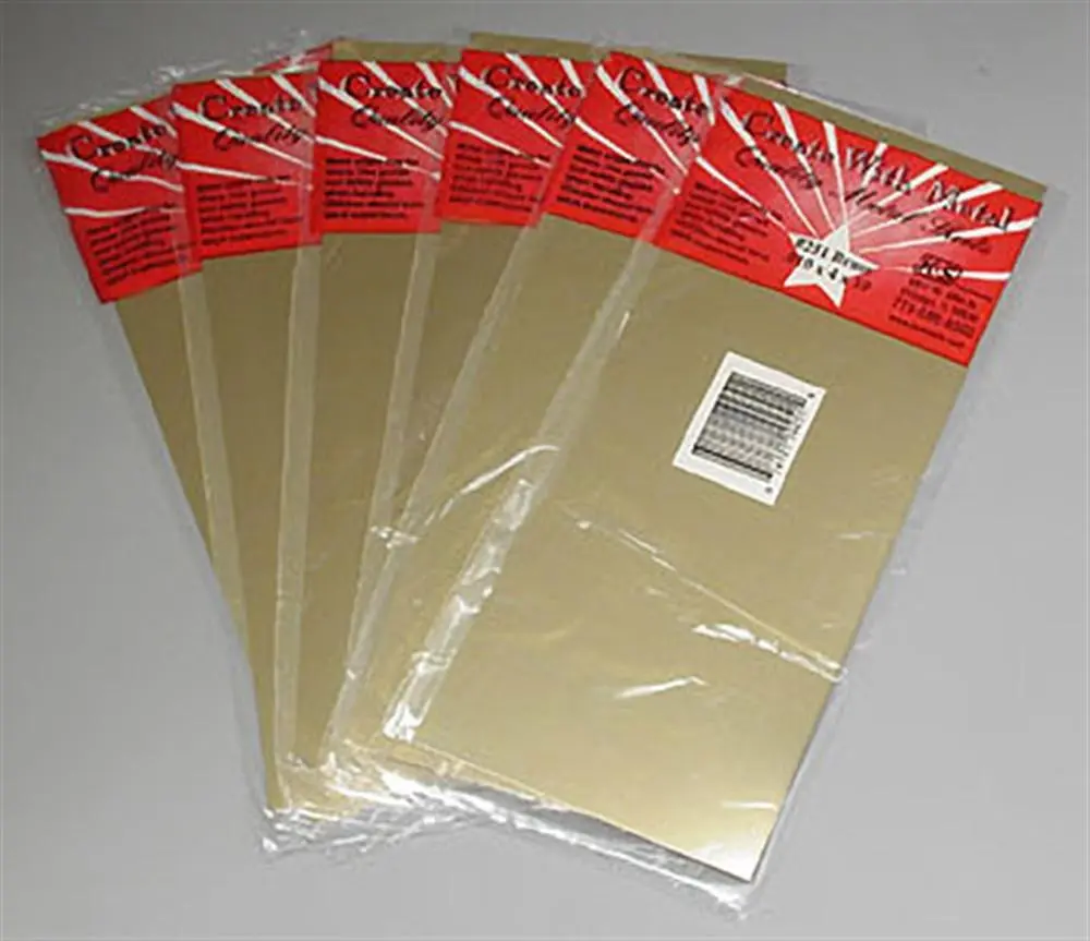 212 MAIN Solid Brass Quality Sheet Metal Refill Set (6 Sheets) - 0.01 in. Thin Gauge, Cut to Size, Individually Wrapped, 1005 Metal Center, for Outdoor Sailing Water Sports, Shape as Desired
