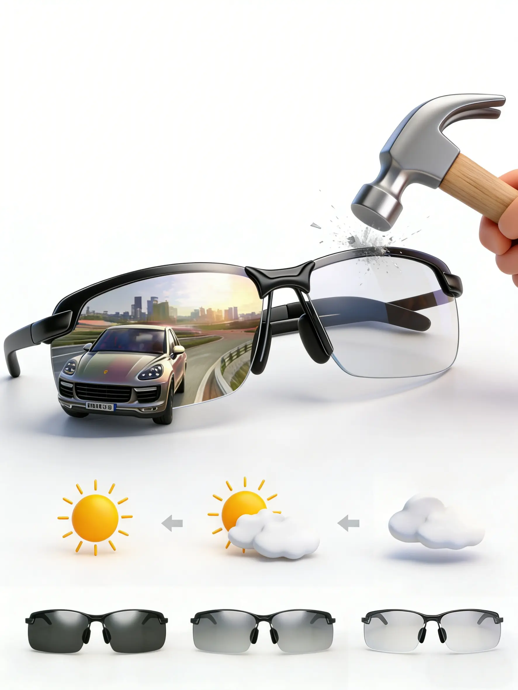 PALESHY Oval Anti-UV Polarized Sunglasses for Men and Women, UV400 Protection, Lightweight Full Rim PC Polycarbonate Lens Eyewear for Driving, Multi-Sports, Outdoor Sports
