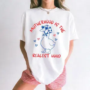 Funny Mom Shirt, Motherhood is the Realest Hood Shirt, Silly Goose Tshirt, Trendy Mama Shirt, Mothers Day T-Shirt, Cute Gift for Mom