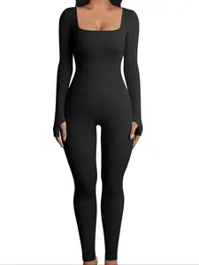 Women's Long Sleeve Sporty Jumpsuit, Tight-Fitting Fitness, Comfortable Fashion Gym Wear, Essential Workout Gear, Sportswear Jumpsuits