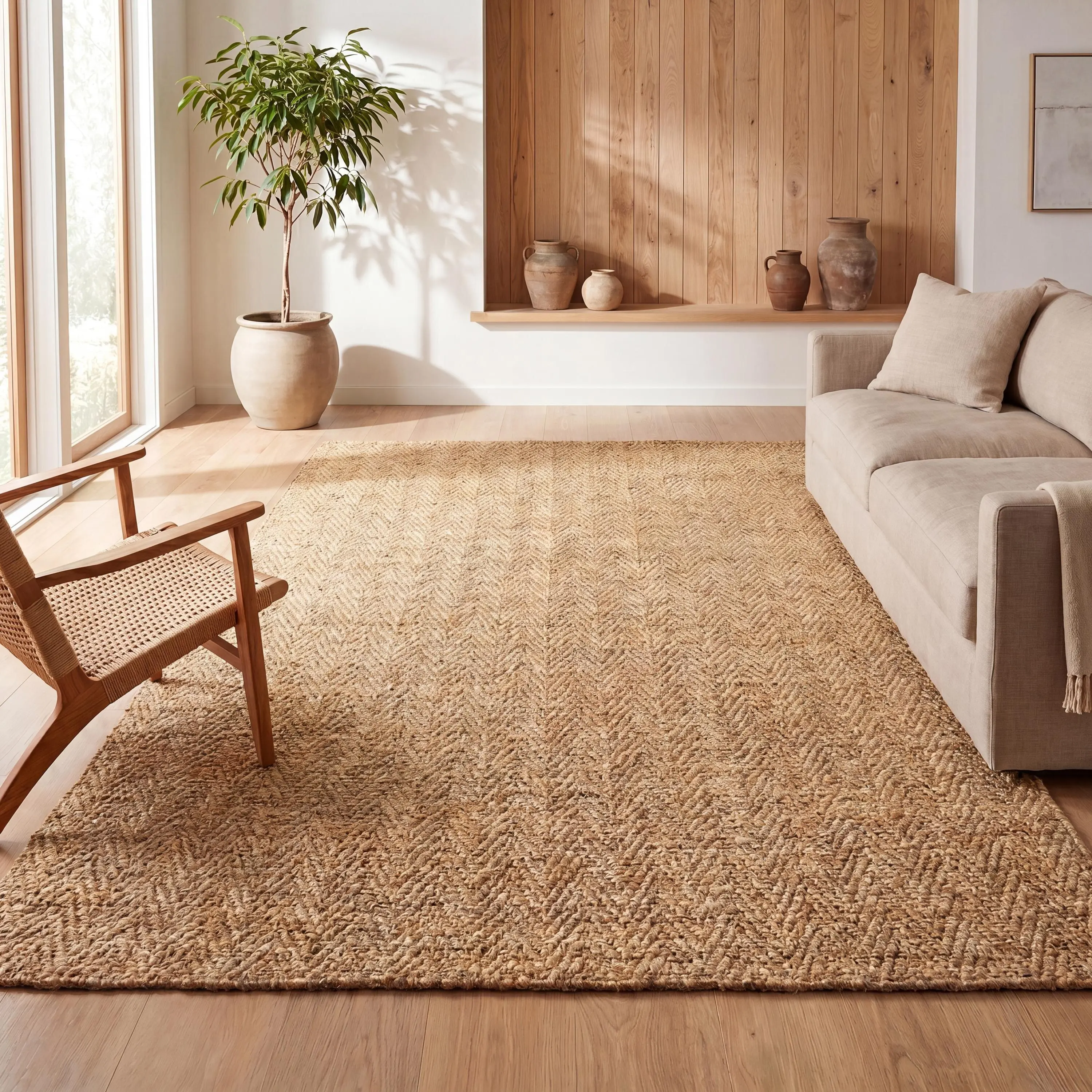 JONATHAN Y Espina Hand-Woven Herringbone Chunky Jute Indoor Area Rug - Home Decor, Modern Bohemian Boho Woven Jute Rug for Living Room, Bedroom, Home Decor Rugs, Modern Bohemian Rug