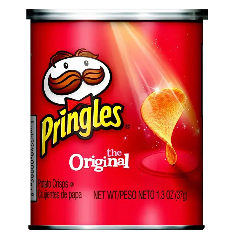 12x Pringles Original - Potato Crisps Chips Savory Salty Snack Crunchy Treat School Lunch Office Break Food Pack Individual Size Grab Go Portioned Canister On the Way Party Vacation Movie Night Travel Bundle Bulk Lot 1.3oz 12ct