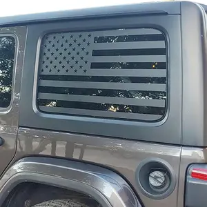 1Pair Rear Window American Flag Decal Compatible with Jeep Wrangler JL JLU 2018-2024 2025 (4-Door Version) Precut Back Side Window Glass USA Flag Vinyl Sticker Car Decals for Cars Exterior Accessories
